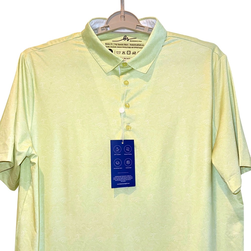 Boston Scott Modern Fit Polo Shirt Poly Stretch Blend Lime Green Size XXL‎
